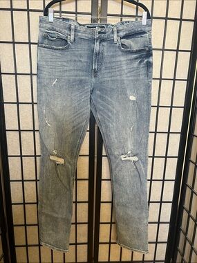 Express Men's Slim Straight Distressed Light Blue Jeans. Wore Once!! 34/32